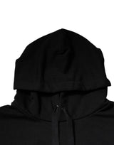 Dolce & Gabbana Black Logo Cotton Hooded Sweatshirt Sweater