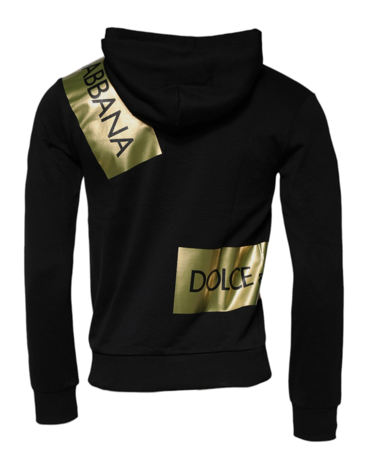 Dolce & Gabbana Black Gold Hooded Cotton Pullover Sweater