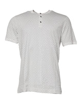 Dolce & Gabbana White Polka Dot Cotton Crew Neck Henley T-shirt