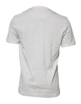 Dolce & Gabbana White Polka Dot Cotton Crew Neck Henley T-shirt