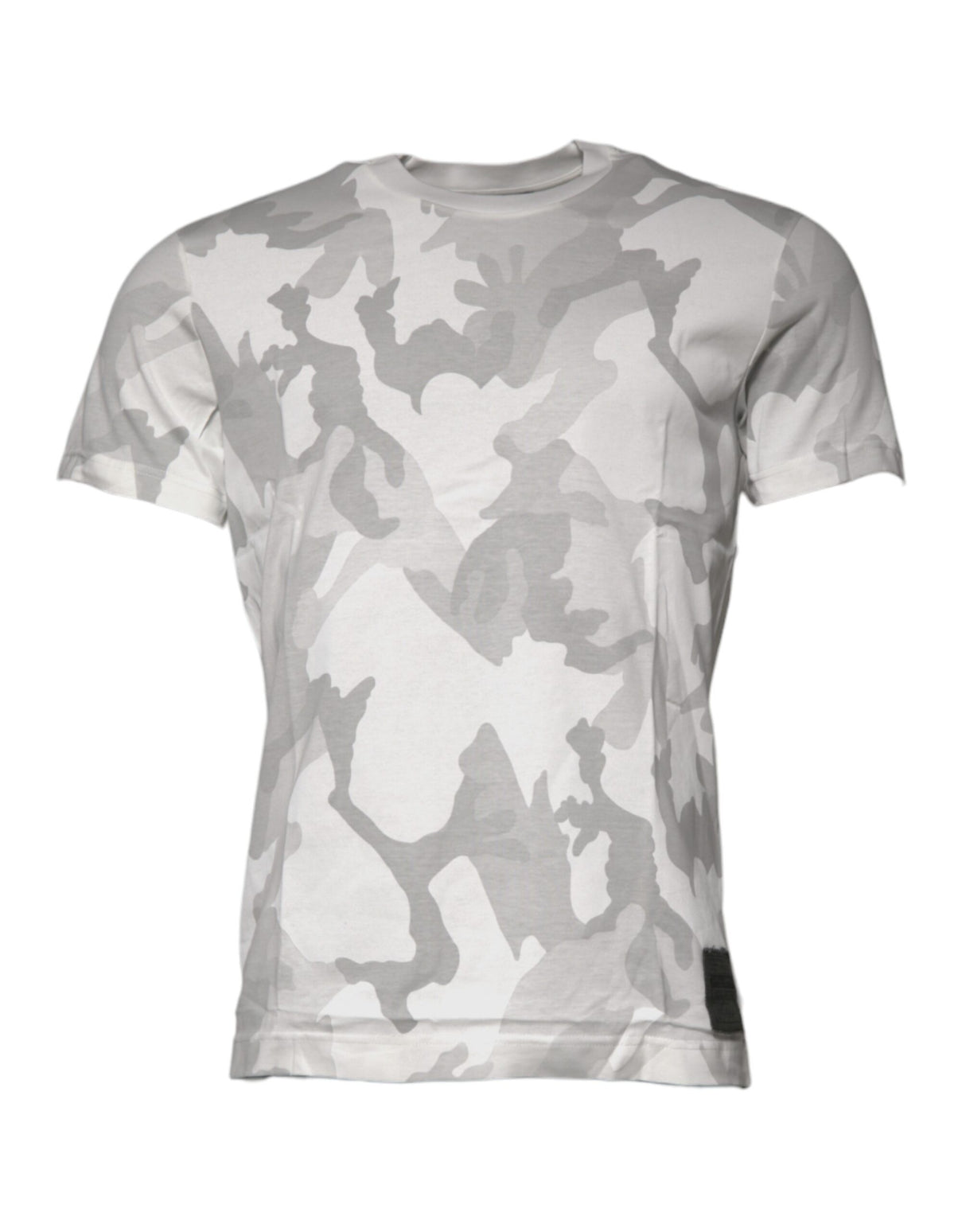 Dolce & Gabbana White Gray Camouflage Cotton Crew Neck T-shirt