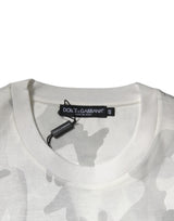 Dolce & Gabbana White Gray Camouflage Cotton Crew Neck T-shirt