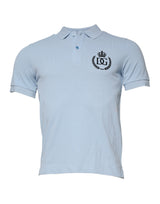 Dolce & Gabbana Blue Cotton Crown Collared Polo T-shirt