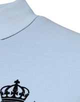 Dolce & Gabbana Blue Cotton Crown Collared Polo T-shirt