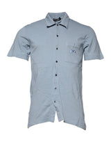 Dolce & Gabbana Blue Cotton Button Down Casual Men Polo Shirt