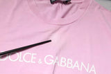 Dolce & Gabbana Pink Logo Print Cotton Crew Neck T-shirt