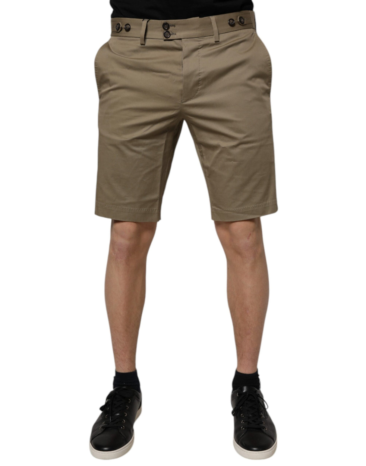 Dolce & Gabbana Dark Khaki Cotton Stretch Casual Chino Shorts