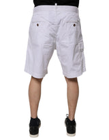 Dsquared² White Cargo Denim Mid Waist Casual Bermuda Shorts