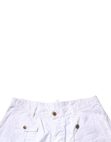 Dsquared² White Cargo Denim Mid Waist Casual Bermuda Shorts