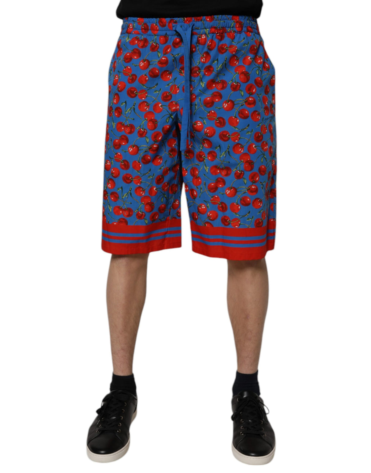 Dolce & Gabbana Blue Cherry Print Cotton Men Bermuda Shorts