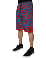 Dolce & Gabbana Blue Cherry Print Cotton Men Bermuda Shorts