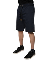 Dolce & Gabbana Dark Blue Cotton Mid Waist Men Bermuda Shorts