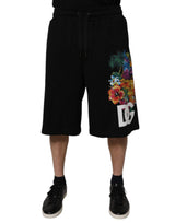 Dolce & Gabbana Black Floral Logo Cotton Men Bermuda Shorts