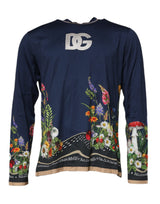 Dolce & Gabbana Blue Floral Logo CrewNeck Pullover Sweater