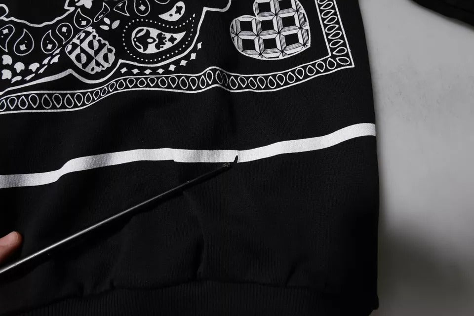 Dolce & Gabbana Black Bandana Hooded Men Sweatshirt Sweater