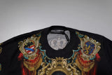 Dolce & Gabbana Black Heraldic DG Silk Round Neck Pullover Sweater