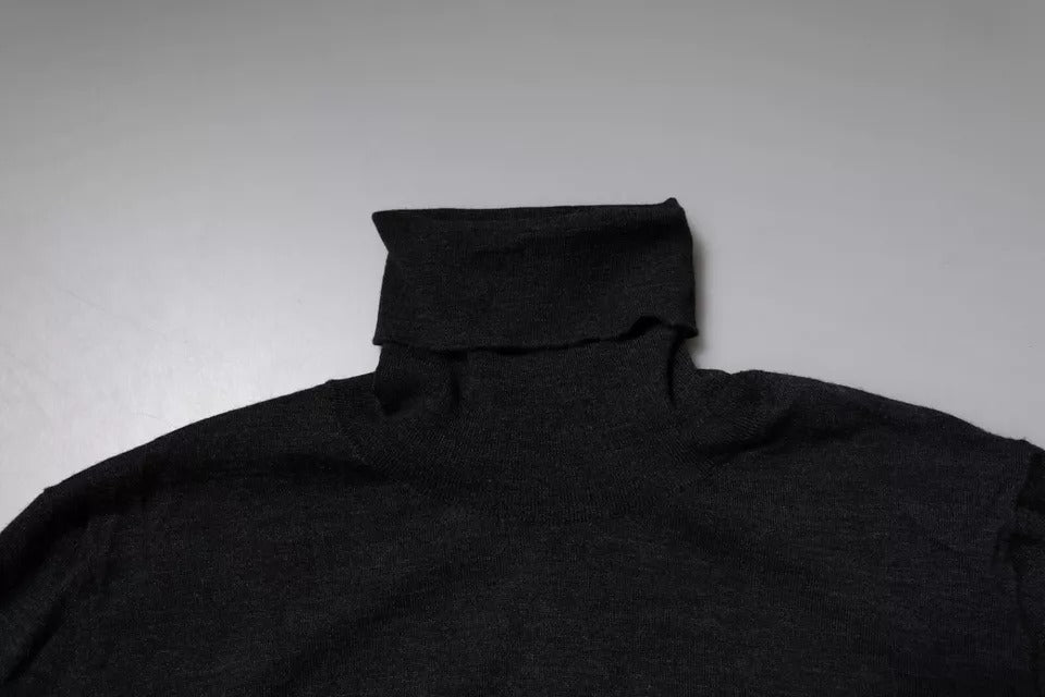 Dolce & Gabbana Black Wool Turtleneck Pullover Sweater