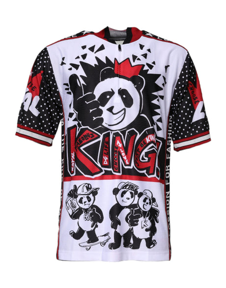 Dolce & Gabbana Multicolor King Panda Print Zipper Collar T-shirt