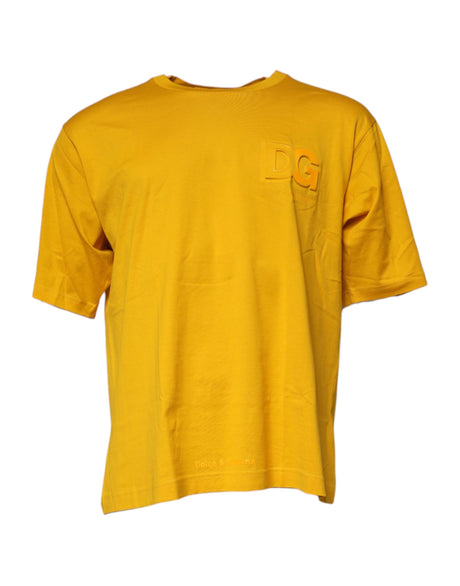 Dolce & Gabbana Dark Yellow Logo Cotton Men Crew Neck T-shirt