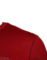 Dolce & Gabbana Red Logo Plaque Cotton Crew Neck T-shirt