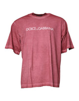 Dolce & Gabbana Pink Logo Print Cotton Crew Neck T-shirt