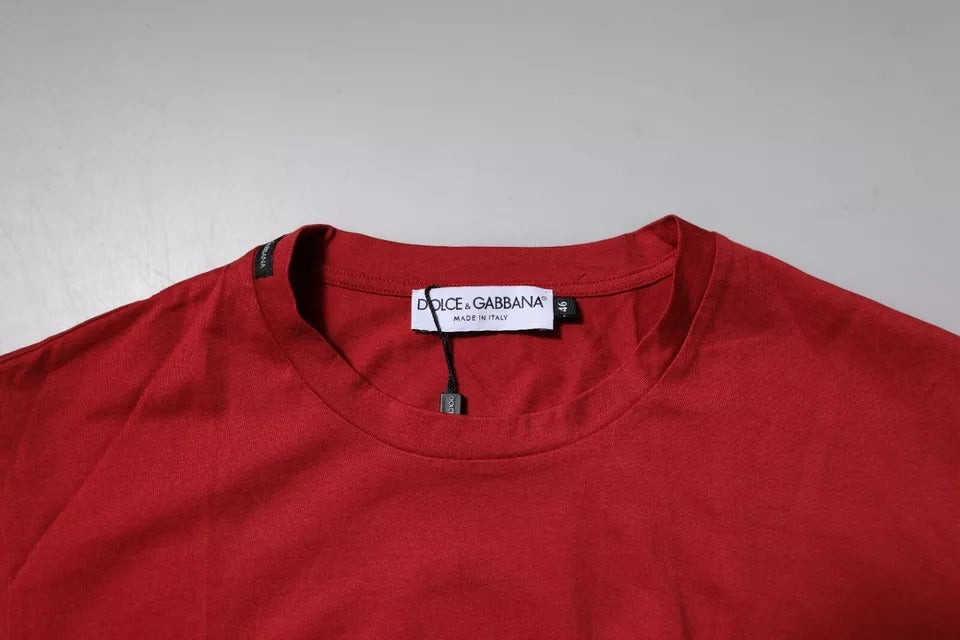 Dolce & Gabbana Red DG Logo Cotton Crew Neck T-shirt