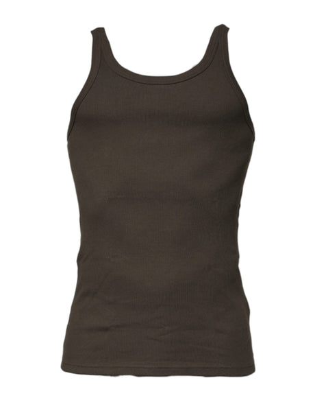 Dolce & Gabbana Black Cotton Sleeveless Round Neck Tank T-shirt