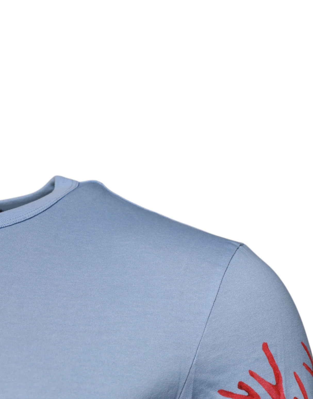 Dolce & Gabbana Light Blue Coral Cotton Men Crew Neck T-shirt