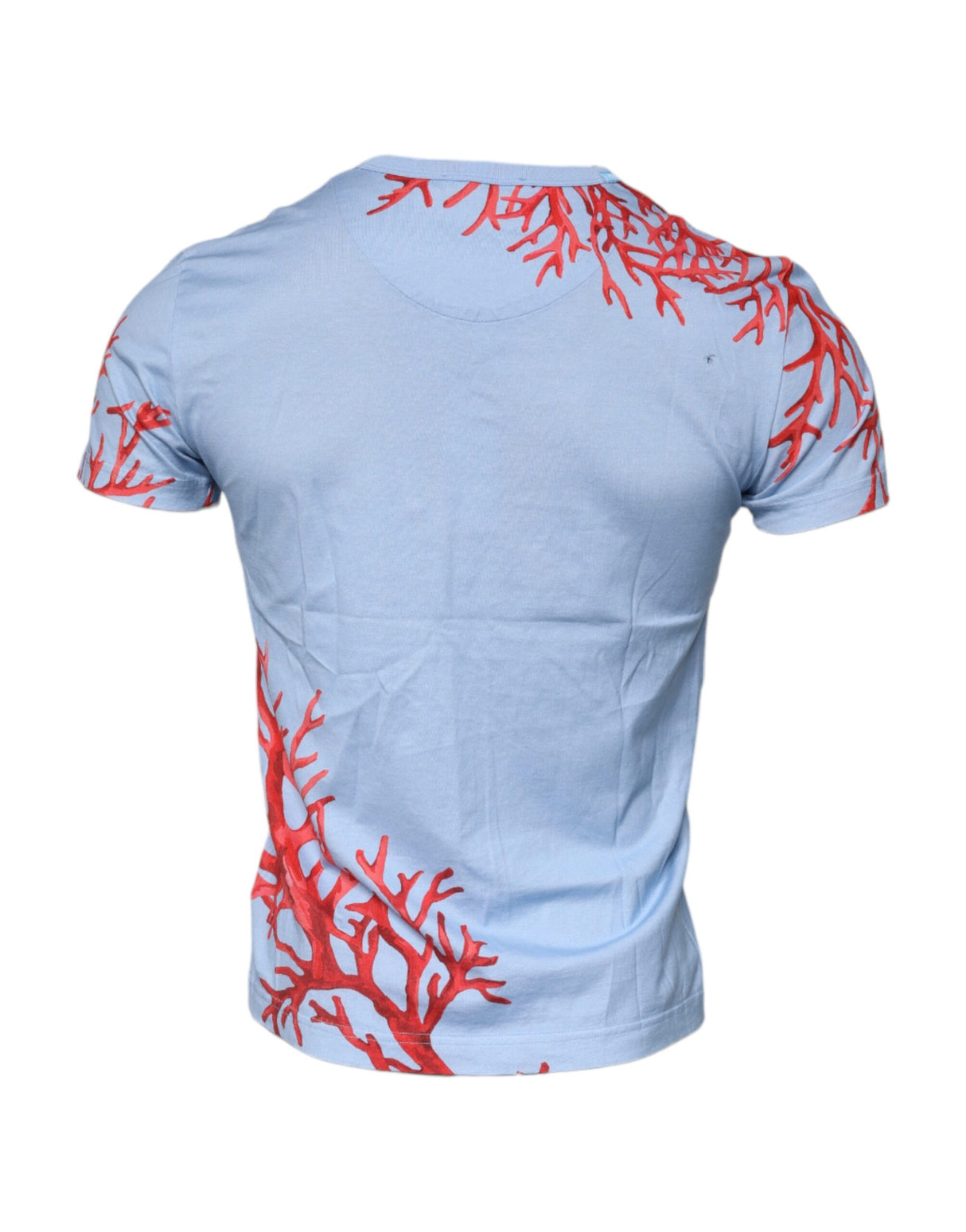 Dolce & Gabbana Light Blue Coral Cotton Men Crew Neck T-shirt