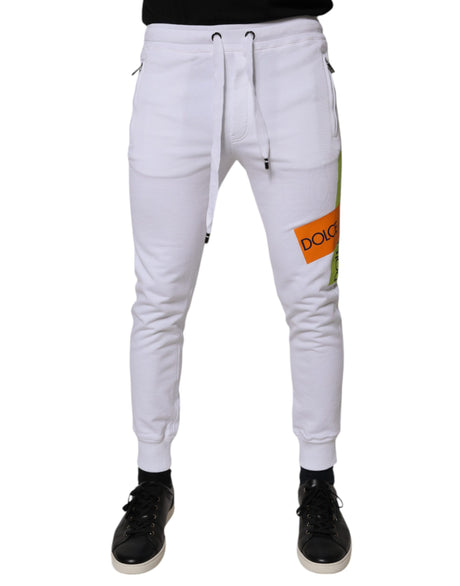 Dolce & Gabbana White Cotton Logo Jogger Pants