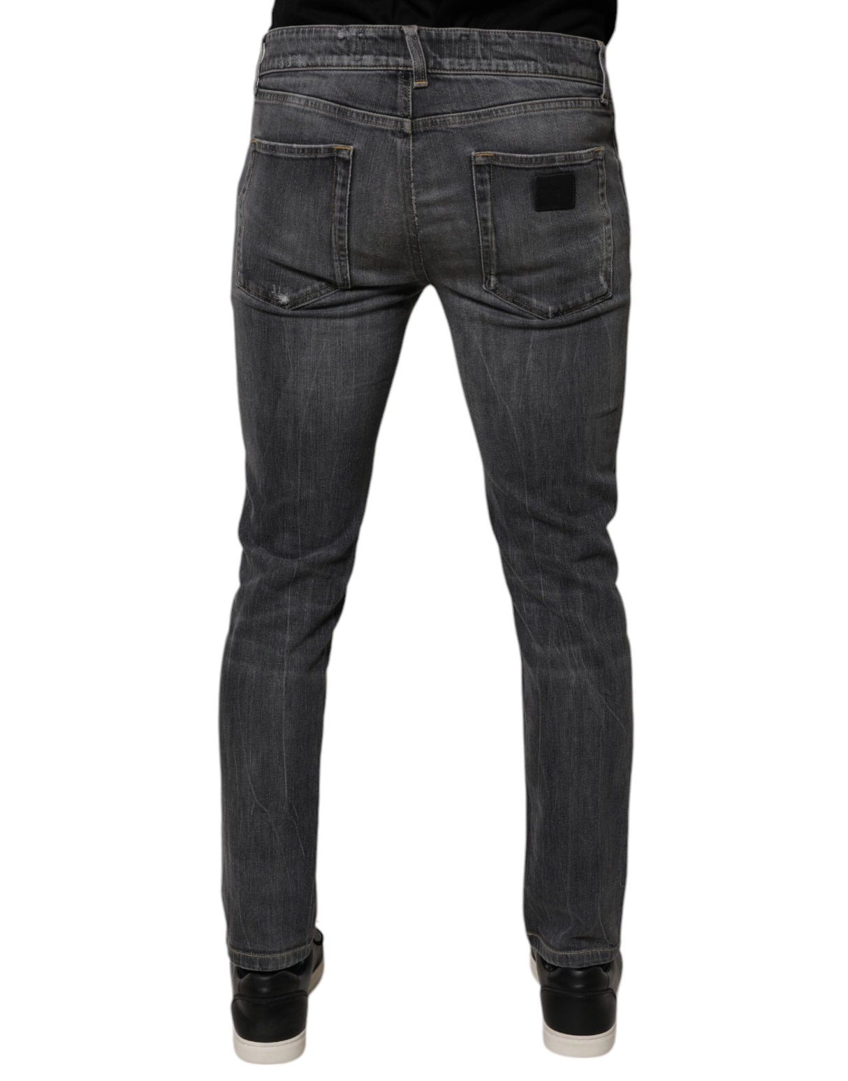 Dolce & Gabbana Dark Gray Washed Cotton Skinny Men Denim Jeans