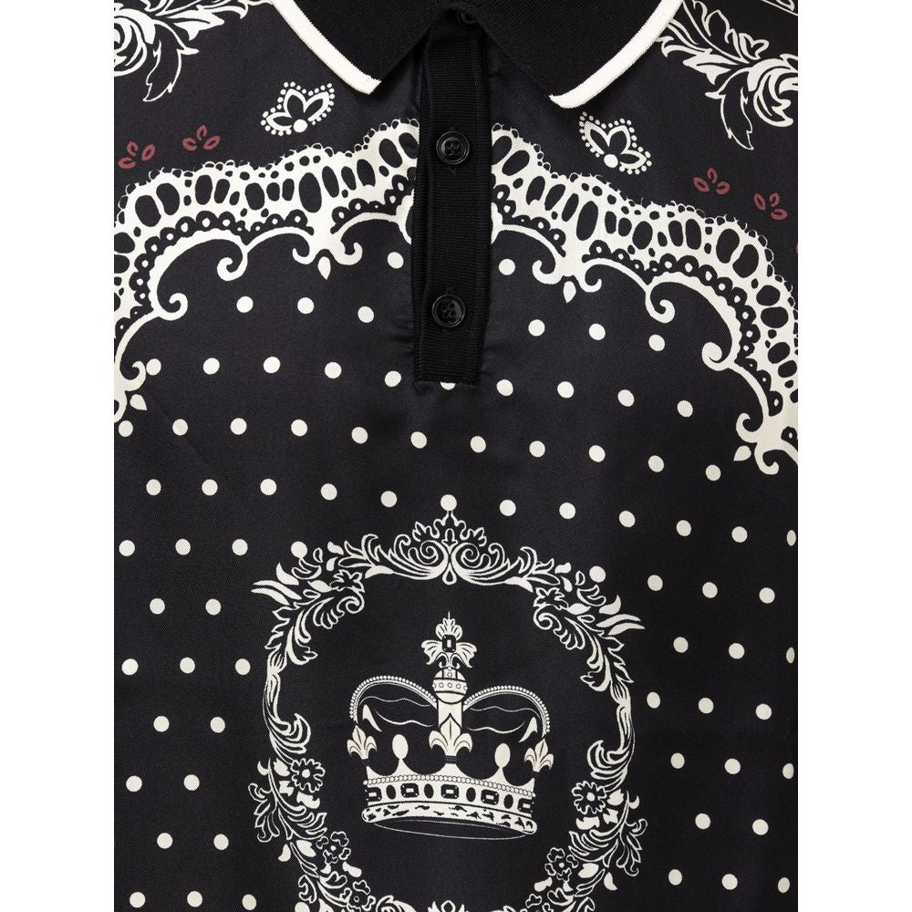 Dolce & Gabbana Black Silk Polo Shirt