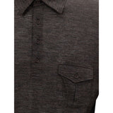 Corneliani Gray Wool Polo Shirt
