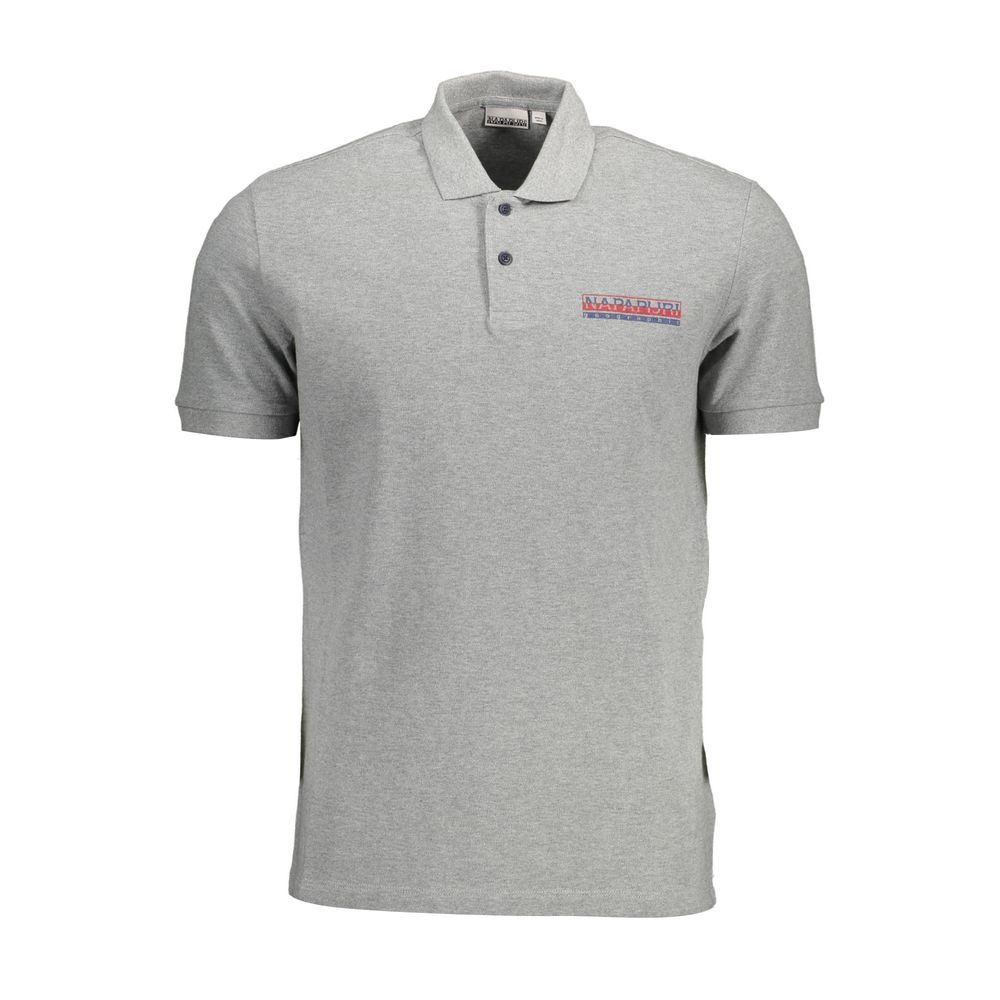 Napapijri Gray Cotton Men Polo Shirt