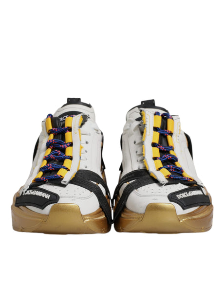 Dolce & Gabbana White Gold Leather Daymaster Sneakers Shoes
