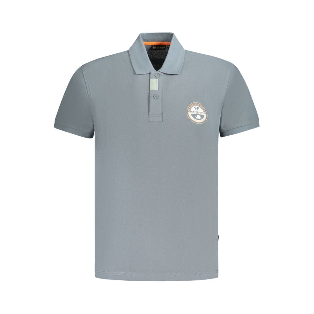 Napapijri Gray Cotton Men Polo Shirt