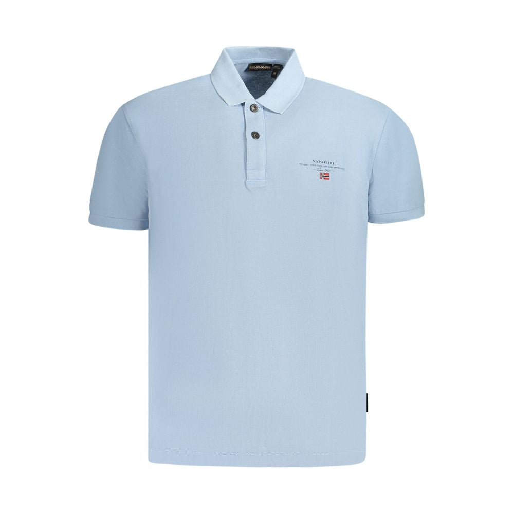 Napapijri Light Blue Cotton Men Polo Shirt