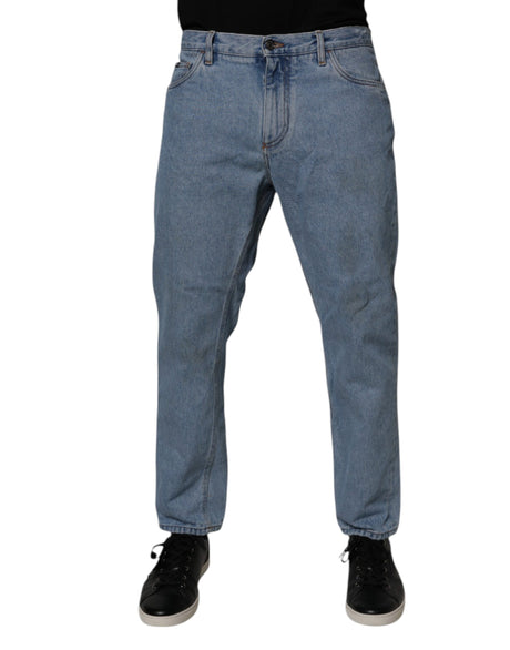 Dolce & Gabbana Blue Cotton Skinny Men Denim Mid Waist Jeans