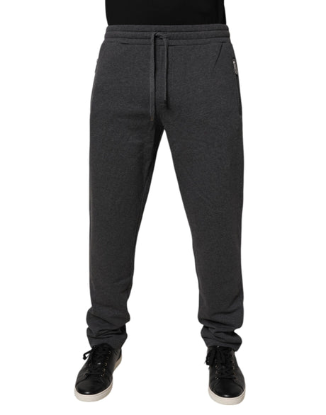 Dolce & Gabbana Dark Gray Cotton Men Jogger Sweatpants Pants