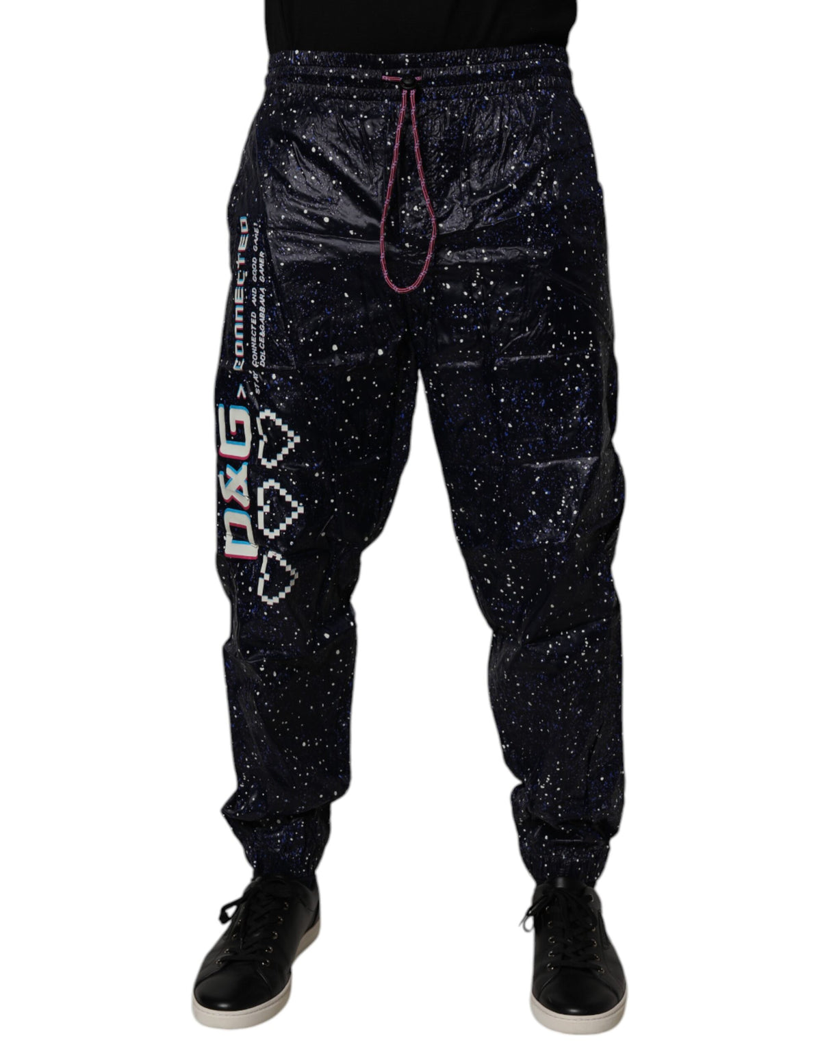 Dolce & Gabbana Dark Blue DG Game Print Cotton Jogger Pants