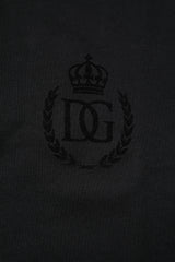 Dolce & Gabbana Black Cotton DG Logo Collared Polo T-shirt