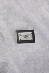 Dolce & Gabbana Gray Logo Plaque Cotton Men Polo Shirt T-shirt