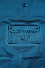 Dolce & Gabbana Blue Logo Cotton Men Polo Shirt T-shirt