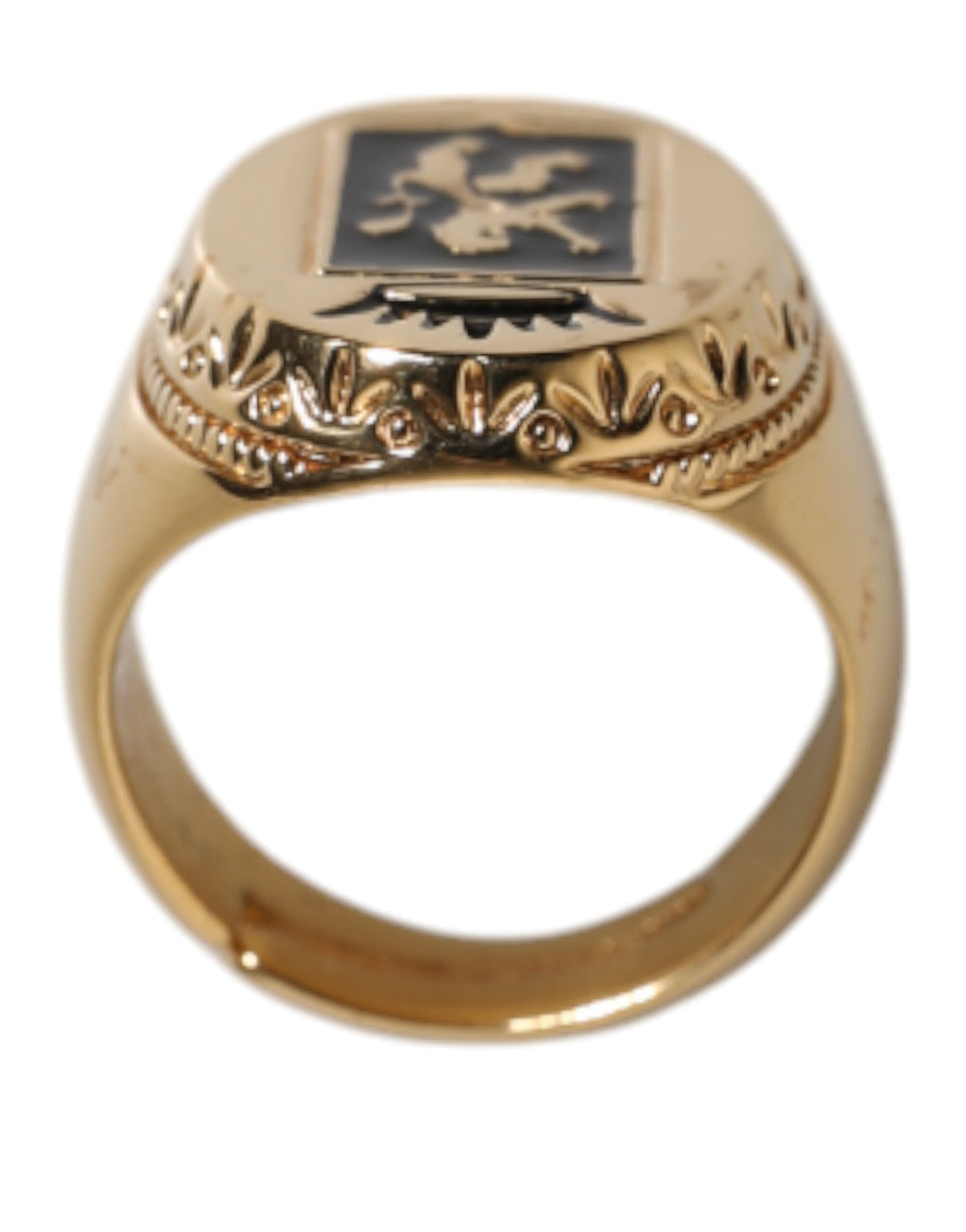 Dolce & Gabbana Gold Tone Engraved Logo Two Color Jewelry Ring