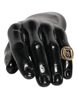 Dolce & Gabbana Gold Tone Engraved Logo Two Color Jewelry Ring