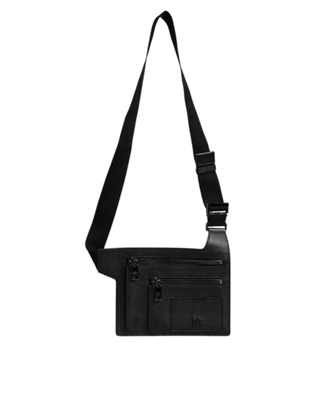 Dolce & Gabbana Black Calfskin Leather Messenger Crossbody Bag