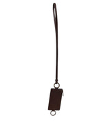 Dolce & Gabbana Brown Calf Leather Lanyard Logo Card Holder Wallet