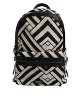 Dolce & Gabbana Black White Nylon Leather Travel Back Pack Bag