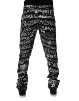 Dolce & Gabbana Black Cotton Logo Print Straight Denim Jeans