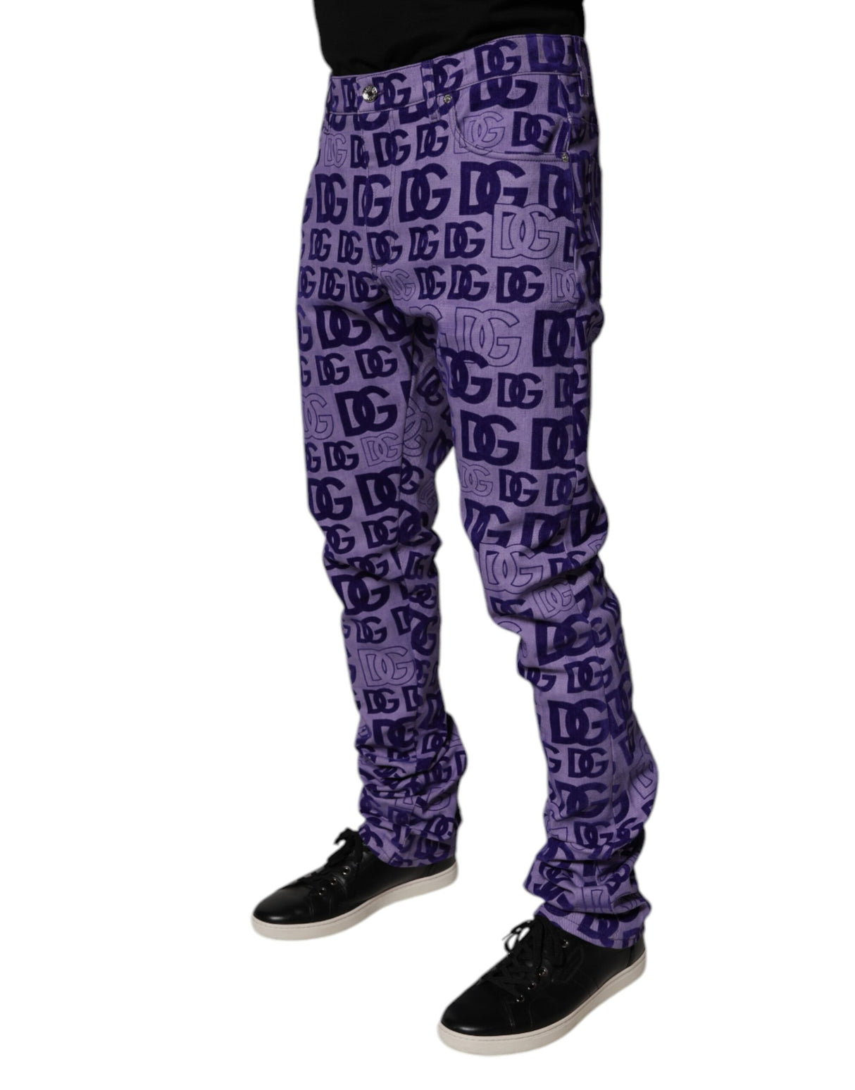 Dolce & Gabbana Purple Logo Monogram Cotton Skinny Denim Jeans
